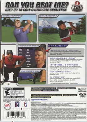 Tiger Woods PGA Tour 2004 box cover back